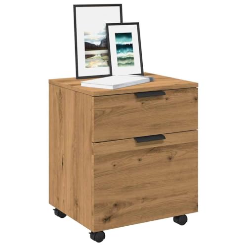 INLIFE Mobiler Aktenschrank mit Rollen Artisan Eichen-Optik 45x38x54cm,Möbel,Schränke,Braun,12.35 KG,856950 von INLIFE