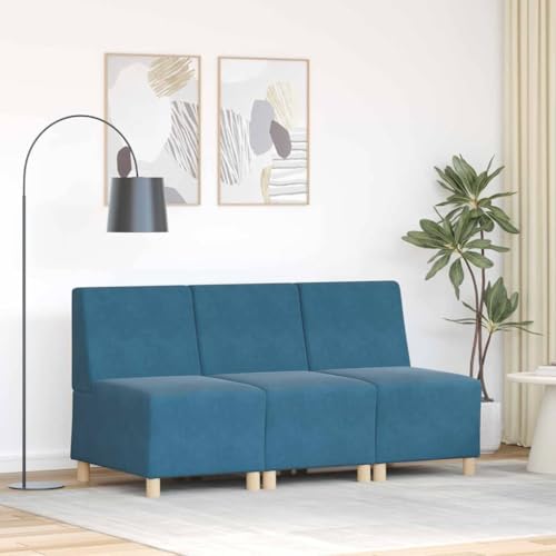 INLIFE Modulares Armfreies Sofa 3 pcs Blau 55 x 74 x 82 cm Samt,Möbel,Sofas,Blau,46.5 KG,3399802 von INLIFE