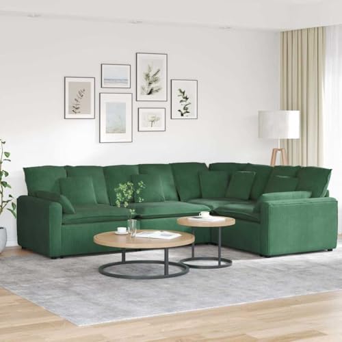INLIFE Modulares Sofa mit Kissen Cordstoff Dunkelgrün,Möbel,Sofa-Zubehör,Anbausofas,Grün,101.7 KG,3321172 von INLIFE