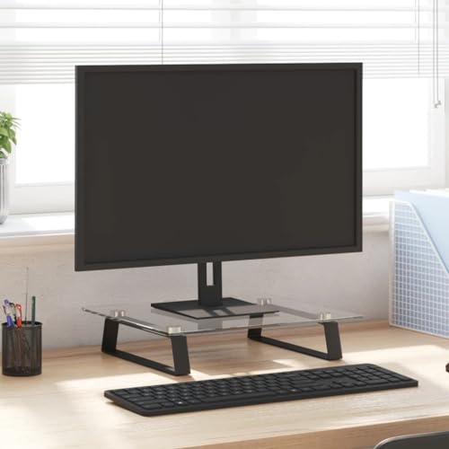 INLIFE Monitorständer Schwarz 40x35x8 cm Hartglas und Metall,Elektronik,Elektronisches Zubehör,Computerzubehör,Computertische und -ständer,Schwarz,3.2 KG,374227 von INLIFE