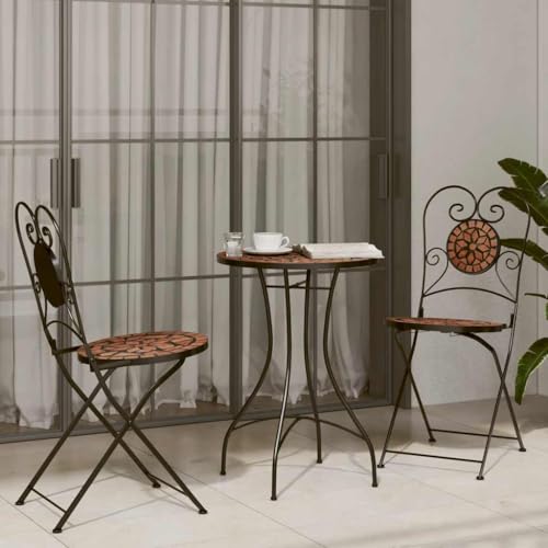 INLIFE Mosaik-Bistro-Set Terrakottarot Eisen und Keramik,Möbel,Gartenmöbel,Gartenmöbel-Sets,Orange,33.15 KG,3216352 von INLIFE