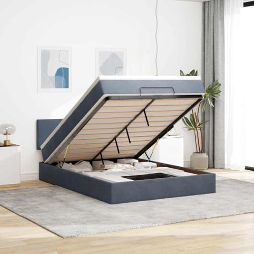 INLIFE Ottoman-Bett mit Matratze & LEDs Dunkelgrau 140x200 cm Samt,Möbel,Betten & Zubehör,Betten & Bettgestelle,Grau,91.75 KG,3312555 von INLIFE