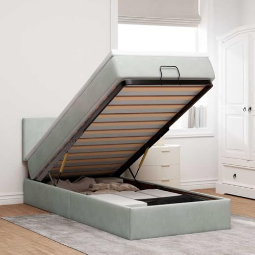 INLIFE Ottoman-Bett mit Matratze & LEDs Hellgrau 100x200 cm Samt,Möbel,Betten & Zubehör,Betten & Bettgestelle,Grau,66.49 KG,3312530 INLIFE Ottoman-Bett mit Matratze & LEDs Hellgrau 100x200 cm Samt,Möbel,Betten & Zubehör,Betten & Bettgestelle,Grau,66.49 KG,3312530 von INLIFE