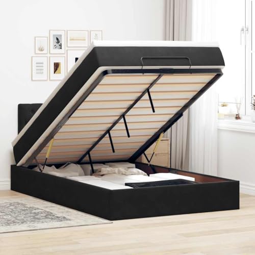 INLIFE Ottoman-Bett mit Matratze & LEDs Schwarz 120x200 cm Samt,Möbel,Betten & Zubehör,Betten & Bettgestelle,Schwarz,84.03 KG,3312688 von INLIFE