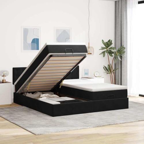 INLIFE Ottoman-Bett mit Matratzen & LEDs Schwarz 180x200 cm Samt,Möbel,Betten & Zubehör,Betten & Bettgestelle,Schwarz,123.45 KG,3312961 von INLIFE