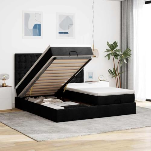 INLIFE Ottoman-Bett mit Matratzen & LEDs Schwarz 180x200 cm Stoff,Möbel,Betten & Zubehör,Betten & Bettgestelle,Schwarz,134.3 KG,3314585 von INLIFE