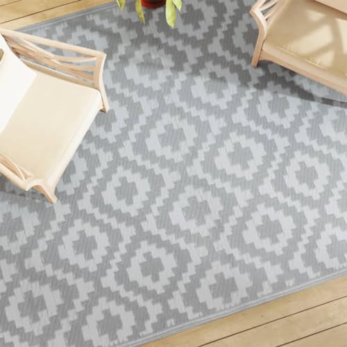 INLIFE Outdoor-Teppich ARAKIL Grau 190x290 cm PP,Heim & Garten,Rasen & Garten,Garten & Balkon,Gartenteppiche & Picknickdecken,Grau,2.35 KG,368554 von INLIFE