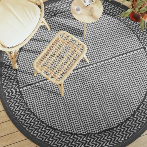 INLIFE Outdoor-Teppich ARAKIL Grau Ø200 cm PP,Heim & Garten,Rasen & Garten,Garten & Balkon,Gartenteppiche & Picknickdecken,Grau,1.57 KG,368460 von INLIFE