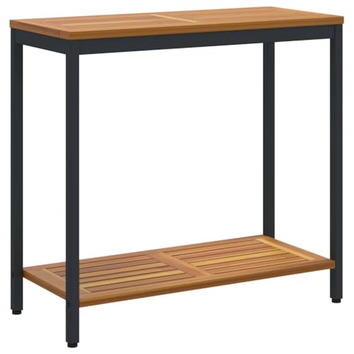 INLIFE Outdoor Tisch mit Speicher Natur und Schwarz 80 x 35 x 75 cm,Möbel,Gartenmöbel,Gartentische,Braun,9.2 KG,4010606 von INLIFE