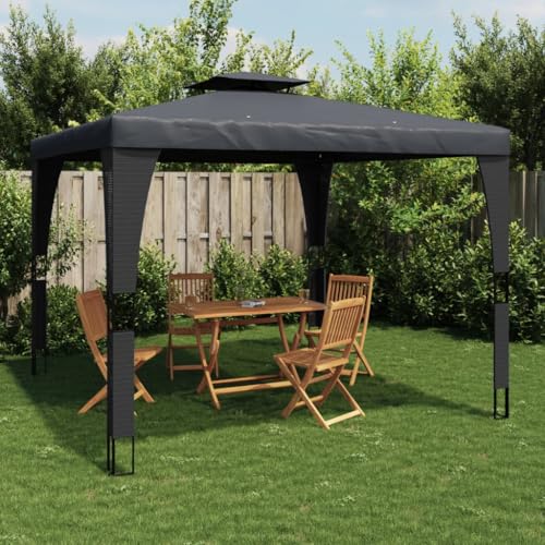 INLIFE Pavillon mit Doppeldach Anthrazit 2,98x2,98 m Stahl,Heim & Garten,Rasen & Garten,Garten & Balkon,Gartenbauten,Pavillons & Partyzelte,Anthrazit,28.14 KG,368441 von INLIFE