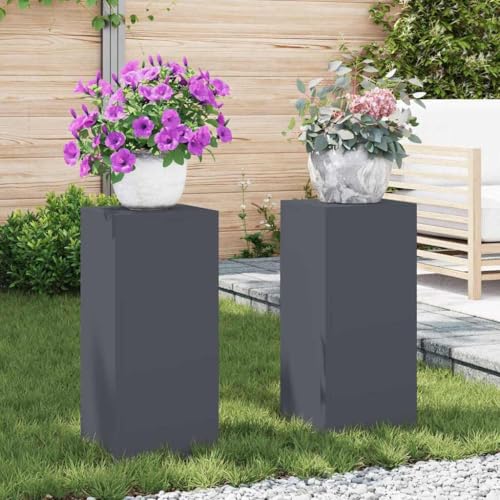 INLIFE Pflanzenständer 2 pcs Anthrazit 24 x 24 x 55 cm Stahl,Heim & Garten,Rasen & Garten,Gartenpflege,Pflanzenständer,Anthrazit,7.4 KG,865815 von INLIFE