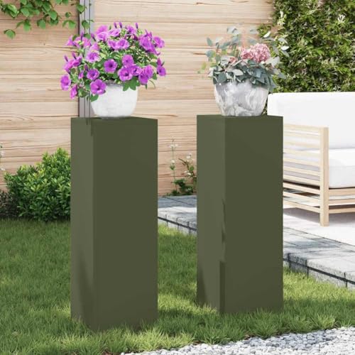 INLIFE Pflanzenständer 2 pcs Olivgrün 24 x 24 x 75 cm Stahl,Heim & Garten,Rasen & Garten,Gartenpflege,Pflanzenständer,Olivgrün,9.8 KG,865823 von INLIFE