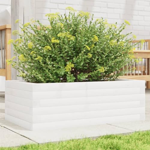 INLIFE Pflanzkübel Weiß 70x40x23 cm Massivholz Kiefer,Heim & Garten,Rasen & Garten,Gartenpflege,Blumentöpfe & Pflanzgefäße,Weiß,9.8 KG,847219 von INLIFE