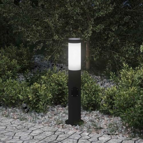 INLIFE Pollerleuchte mit Auslass 50 cm Edelstahl IP44,Heim & Garten,Beleuchtung,Lampen,Schwarz,1.05 KG,4006035 von INLIFE