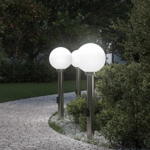 INLIFE Pollerleuchten mit Auslass 3 STK. 80 cm Edelstahl IP44,Heim & Garten,Beleuchtung,Lampen,Silber,5 KG,4006104 von INLIFE