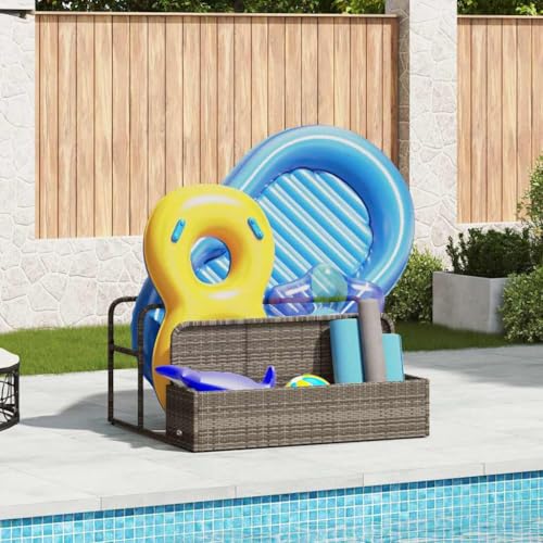 INLIFE Pool Aufbewahrungsbehälter Grau 110x100x57 cm Poly Rattan,Heim & Garten,Haushaltsbedarf,Aufbewahrung & Ordnungssysteme,Grau,9.8 KG,4104090 von INLIFE