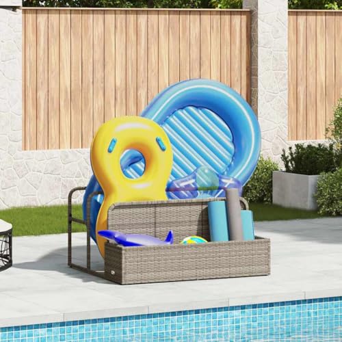 INLIFE Pool Aufbewahrungsbehälter Hellgrau 110x100x57 cm Poly Rattan,Heim & Garten,Haushaltsbedarf,Aufbewahrung & Ordnungssysteme,Grau,9.8 KG,4104092 von INLIFE