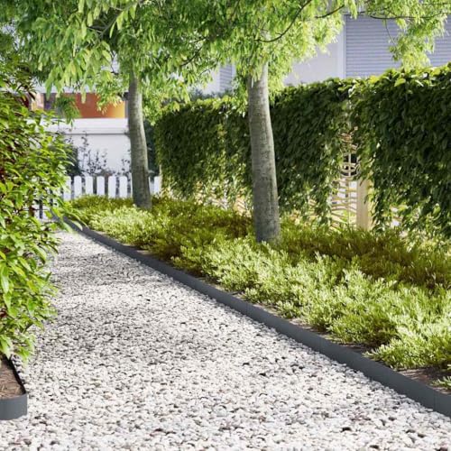 INLIFE Rasenkanten 10 pcs Anthrazit 100 x 0.5 x 15 cm Stahl,Heimwerkerbedarf,Hauseinzäunung,Beeteinfassungen,Anthrazit,6.75 KG,865926 von INLIFE