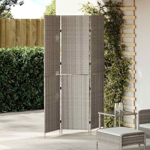 INLIFE Raumteiler Falten Manuell Grau 147 x 180 cm Poly-Rattan,Möbel,Raumteiler,Grau,10.8 KG,42003670 von INLIFE