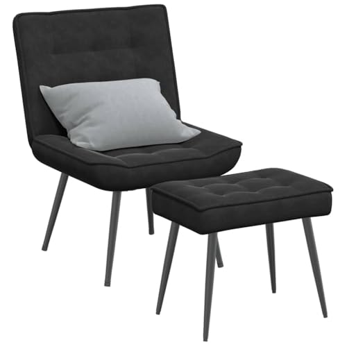 INLIFE Relaxsessel mit Hocker Schwarz Samt,Möbel,Stühle,Schwarz,14.2 KG,4012332 von INLIFE