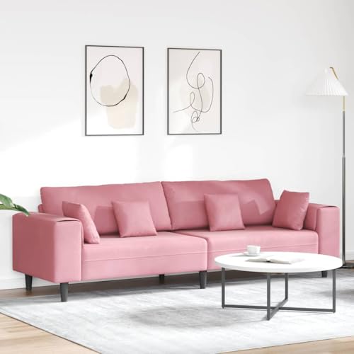 INLIFE Samt Sofa mit Kissen Rosa 209 cm Samt,Möbel,Sofas,Rosa,40 KG,3335156 von INLIFE