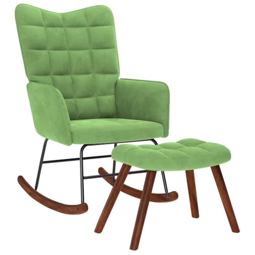 INLIFE Schaukelstuhl mit Hocker Hellgrüner Samt,Möbel,Stühle,Schaukelstühle,Grün,12.6 KG,4016846 von INLIFE