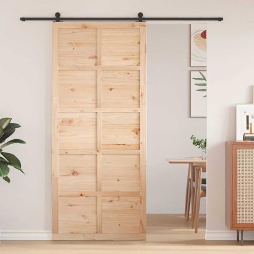 INLIFE Scheunentür Braun 80 x 210 cm Massivholz Kiefer,Heimwerkerbedarf,Baumaterialien,Türen,Braun,15.1 KG,870419 von INLIFE