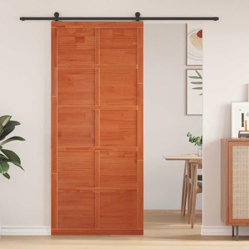 INLIFE Scheunentür Wachsbraun 90 x 210 cm Massivholz Kiefer,Heimwerkerbedarf,Baumaterialien,Türen,Braun,16.7 KG,870418 von INLIFE