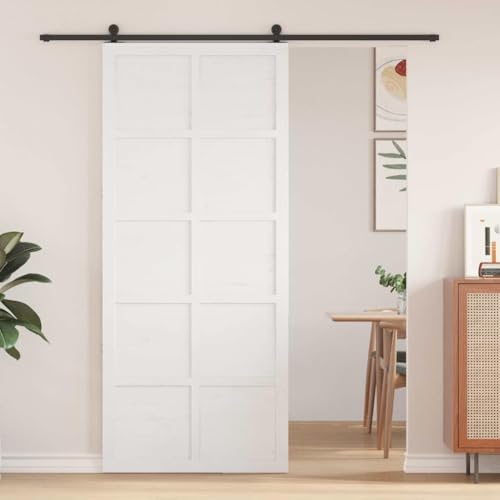 INLIFE Scheunentür Weiß 80 x 210 cm Massivholz Kiefer,Heimwerkerbedarf,Baumaterialien,Türen,Weiß,15.1 KG,870420 von INLIFE