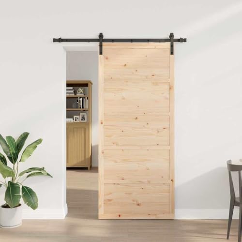 INLIFE Schiebetür Braun 80 x 208 cm Massivholz Kiefer,Heimwerkerbedarf,Baumaterialien,Türen,Braun,21.2 KG,3381185 von INLIFE