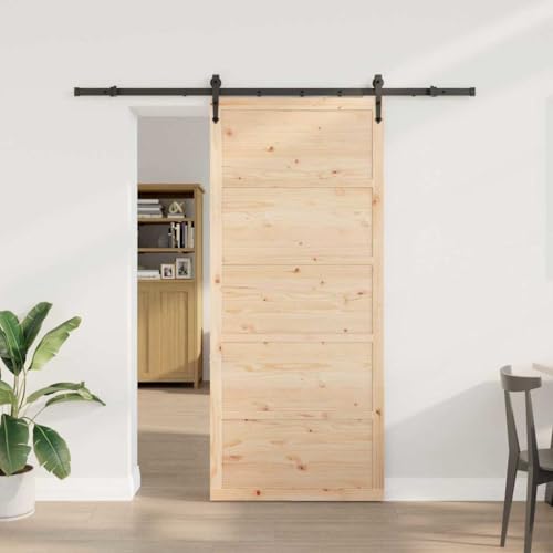 INLIFE Schiebetür Braun 80 x 208 cm Massivholz Kiefer,Heimwerkerbedarf,Baumaterialien,Türen,Braun,21.51 KG,3381161 von INLIFE