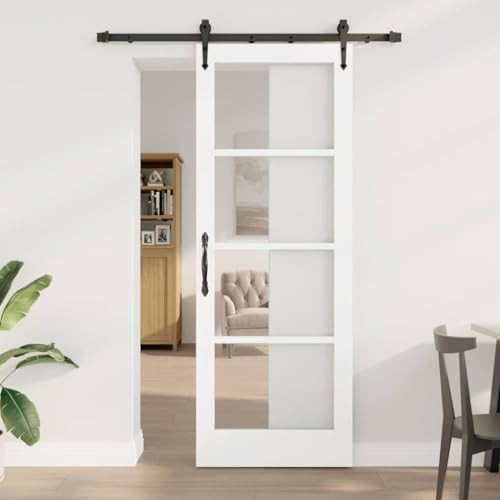 INLIFE Schiebetür Manuell Weiß 78 x 211 cm Holz und Metall,Heimwerkerbedarf,Baumaterialien,Türen,Haustüren,Weiß,29.86 KG,3332442 von INLIFE