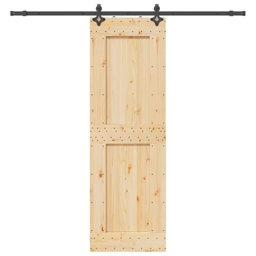 INLIFE Schiebetür mit Beschlag 70x210 cm Massivholz Kiefer,Heimwerkerbedarf,Baumaterialien,Türen,Braun,30.14 KG,3332730 von INLIFE