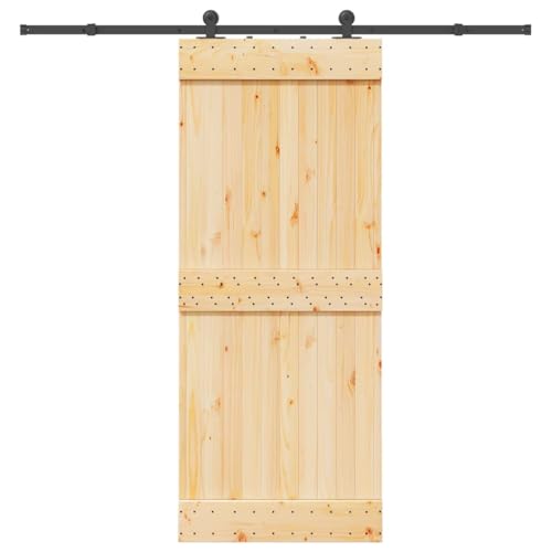 INLIFE Schiebetür mit Beschlag 85x210 cm Massivholz Kiefer,Heimwerkerbedarf,Baumaterialien,Türen,Braun,28.51 KG,3332672 von INLIFE