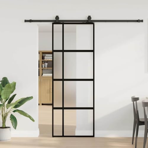 INLIFE Schiebetür mit Beschlag Schwarz 76x205 cm Hartglas,Heimwerkerbedarf,Baumaterialien,Türen,Schwarz,29.97 KG,3375978 von INLIFE