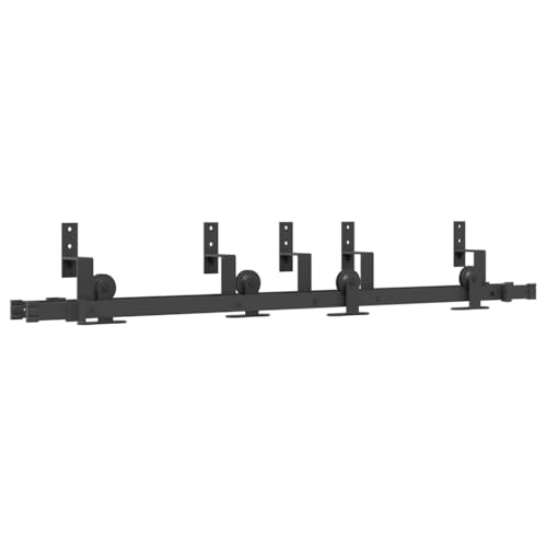 INLIFE Schiebetürbeschlag-Set 152,5 cm Stahl Schwarz,Heimwerkerbedarf,Baumaterialien,Türbeschläge & -klingeln,14.38 KG,3295727 von INLIFE