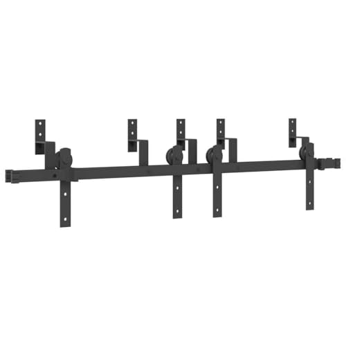 INLIFE Schiebetürbeschlag-Set 152,5 cm Stahl Schwarz,Heimwerkerbedarf,Baumaterialien,Türbeschläge & -klingeln,15.7 KG,3295723 von INLIFE
