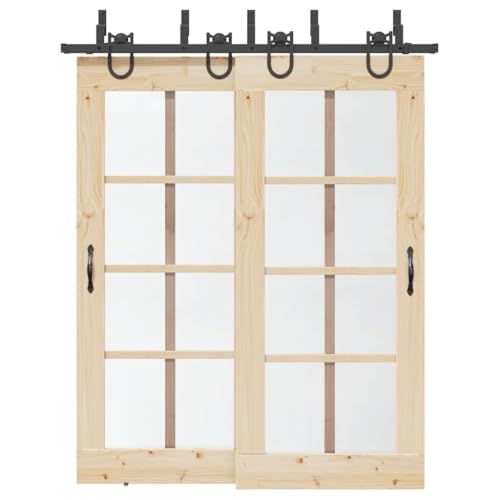 INLIFE Schiebetürbeschlag-Set 183 cm Stahl Schwarz,Heimwerkerbedarf,Baumaterialien,Türbeschläge & -klingeln,14.38 KG,3295737 von INLIFE