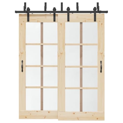 INLIFE Schiebetürbeschlag-Set 183 cm Stahl Schwarz,Heimwerkerbedarf,Baumaterialien,Türbeschläge & -klingeln,14.88 KG,3295721 von INLIFE