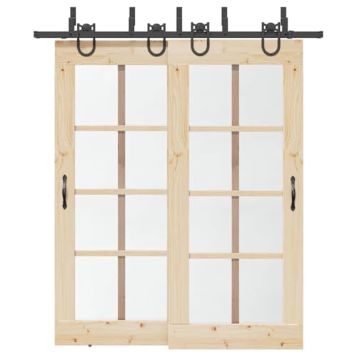 INLIFE Schiebetürbeschlag-Set 200 cm Stahl Schwarz,Heimwerkerbedarf,Baumaterialien,Türbeschläge & -klingeln,16.94 KG,3295738 von INLIFE