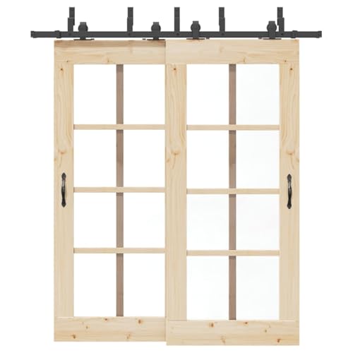 INLIFE Schiebetürbeschlag-Set 200 cm Stahl Schwarz,Heimwerkerbedarf,Baumaterialien,Türbeschläge & -klingeln,17.36 KG,3295730 von INLIFE