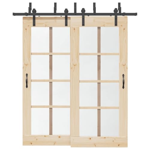 INLIFE Schiebetürbeschlag-Set 200 cm Stahl Schwarz,Heimwerkerbedarf,Baumaterialien,Türbeschläge & -klingeln,17.46 KG,3295722 von INLIFE