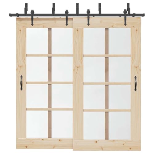 INLIFE Schiebetürbeschlag-Set 213,5 cm Stahl Schwarz,Heimwerkerbedarf,Baumaterialien,Türbeschläge & -klingeln,18.18 KG,3295726 von INLIFE