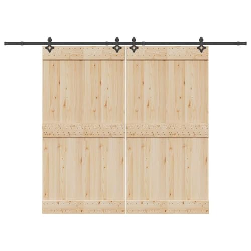 INLIFE Schiebetürbeschlag-Set 305 cm Stahl Schwarz,Heimwerkerbedarf,Baumaterialien,Türbeschläge & -klingeln,12.04 KG,3295791 von INLIFE