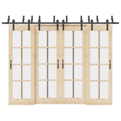 INLIFE Schiebetürbeschlag-Set 305 cm Stahl Schwarz,Heimwerkerbedarf,Baumaterialien,Türbeschläge & -klingeln,31.4 KG,3295743 von INLIFE