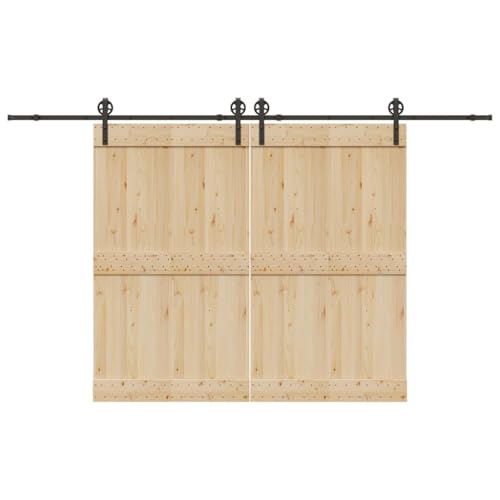 INLIFE Schiebetürbeschlag-Set 366 cm Stahl Schwarz,Heimwerkerbedarf,Baumaterialien,Türbeschläge & -klingeln,12.4 KG,3295797 von INLIFE