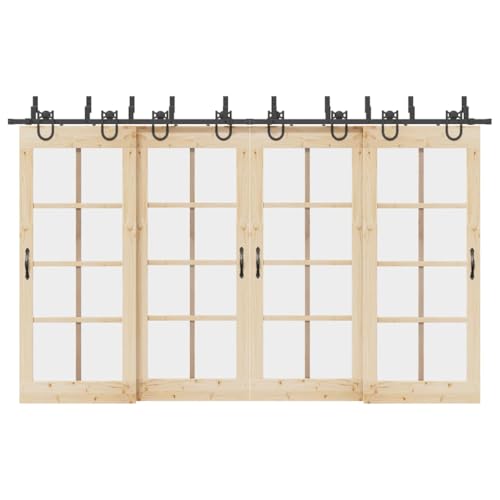 INLIFE Schiebetürbeschlag-Set 366 cm Stahl Schwarz,Heimwerkerbedarf,Baumaterialien,Türbeschläge & -klingeln,28.76 KG,3295757 von INLIFE