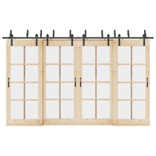INLIFE Schiebetürbeschlag-Set 366 cm Stahl Schwarz,Heimwerkerbedarf,Baumaterialien,Türbeschläge & -klingeln,29.76 KG,3295741 von INLIFE