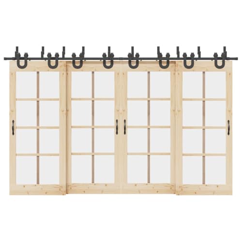 INLIFE Schiebetürbeschlag-Set 366 cm Stahl Schwarz,Heimwerkerbedarf,Baumaterialien,Türbeschläge & -klingeln,37.56 KG,3295753 von INLIFE