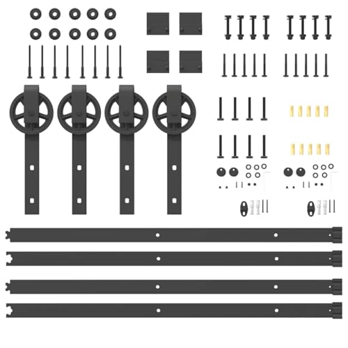 INLIFE Schiebetürbeschlag-Set 400 cm Stahl Schwarz,Heimwerkerbedarf,Baumaterialien,Türbeschläge & -klingeln,13.76 KG,3295798 von INLIFE